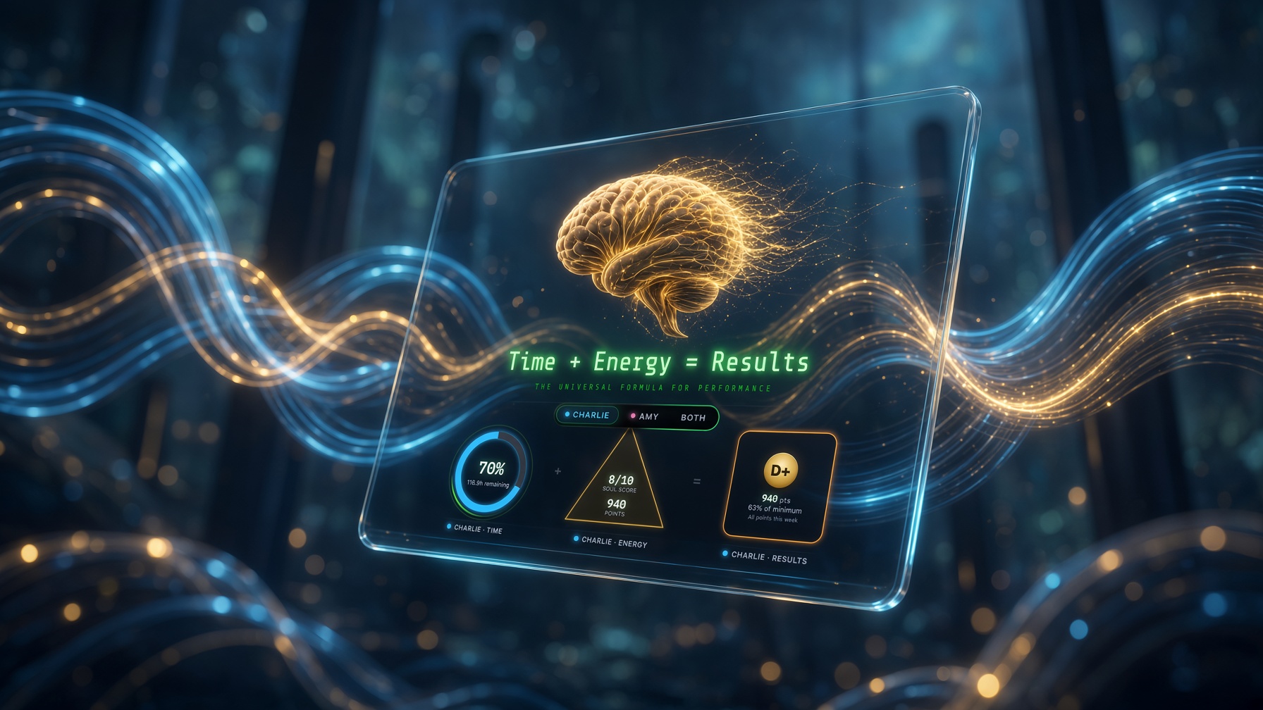 The Time + Energy dashboard shown over the energy waves